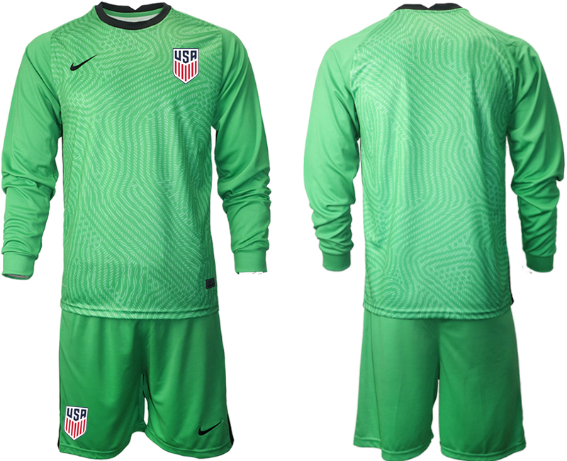 Men 2020-2021 Season National team United States goalkeeper Long sleeve green Soccer Jersey->united states jersey->Soccer Country Jersey